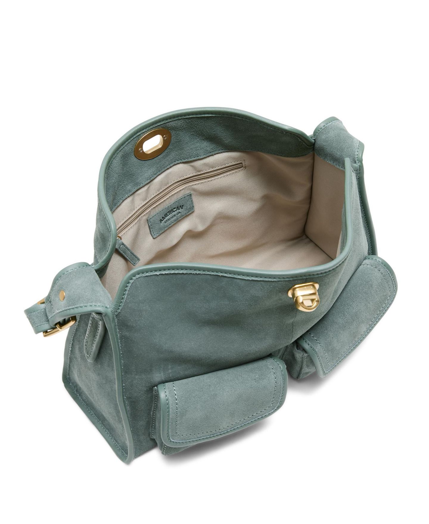 Женская сумка American Leather Co. Grayson Cargo Turn-Lock Genuine Leather Shoulder, цвет: Замшевый — фото 3