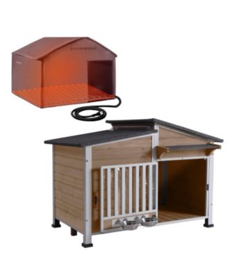 Heated Wooden Dog House with Insulated Liner and Metal Frame
