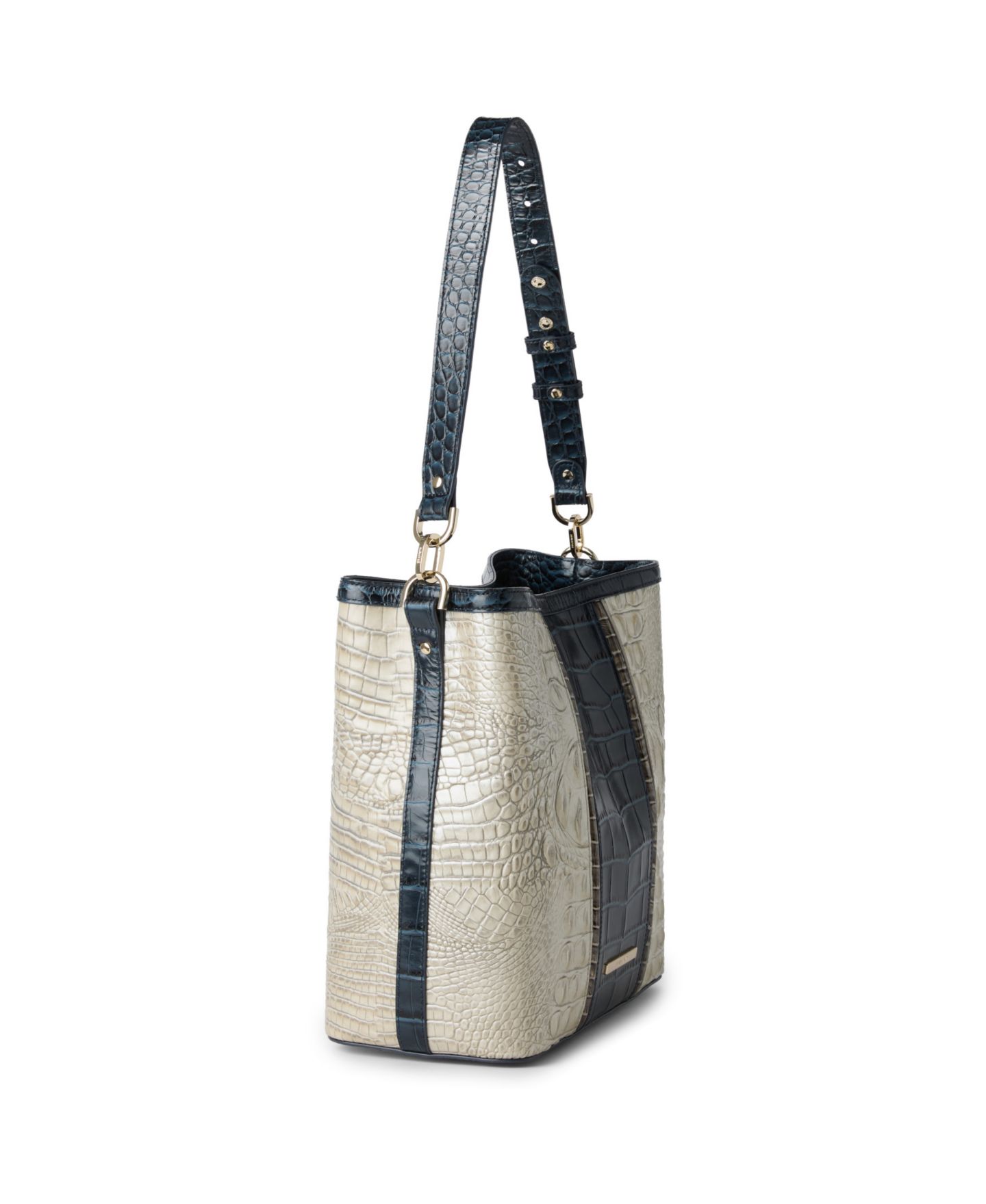 Женская сумка Brahmin Celina Leather Adjustable Medium Bucket, цвет: Чёрный / Слоновая кость разноцветный — фото 3