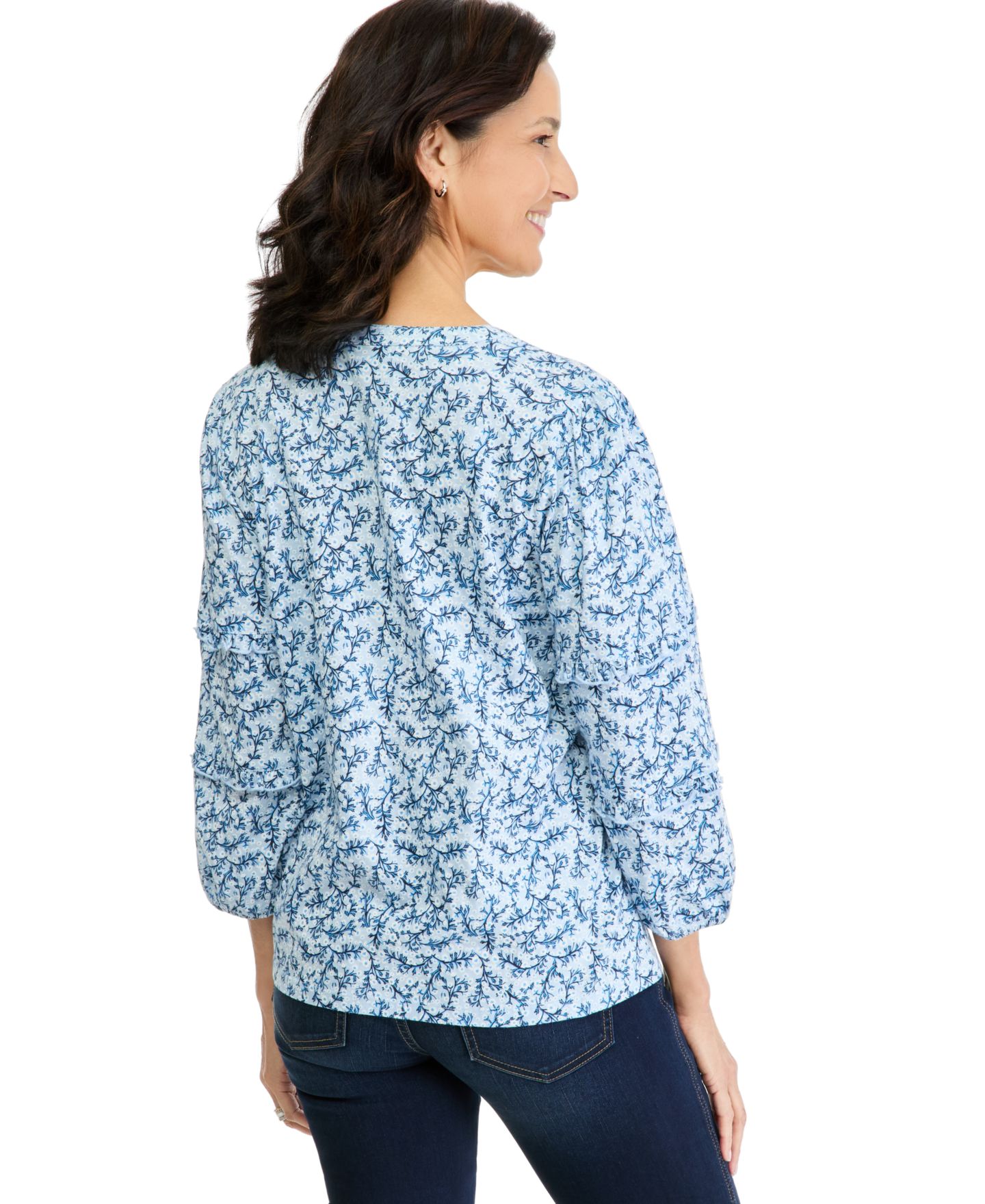 Женская блузка Style & Co 3/4-Sleeve Henley Knit, цвет: Синий — фото 2
