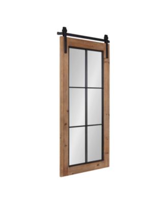 Cates Windowpane Framed Wall Mirror Decorative Living Room Mirror, Barn Door-Inspired Design