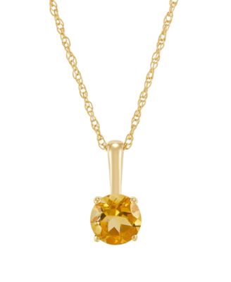 Birthstone Pendant 18" Necklace in 10k Yellow or White Gold (Available in Cultured Freshwater Pearl, Peridot, Amethyst, Garnet, Citrine, Aquamarine, Blue Topaz, and Lab-Grown Opal, White Sapphire, Sapphire, Ruby, Emerald)