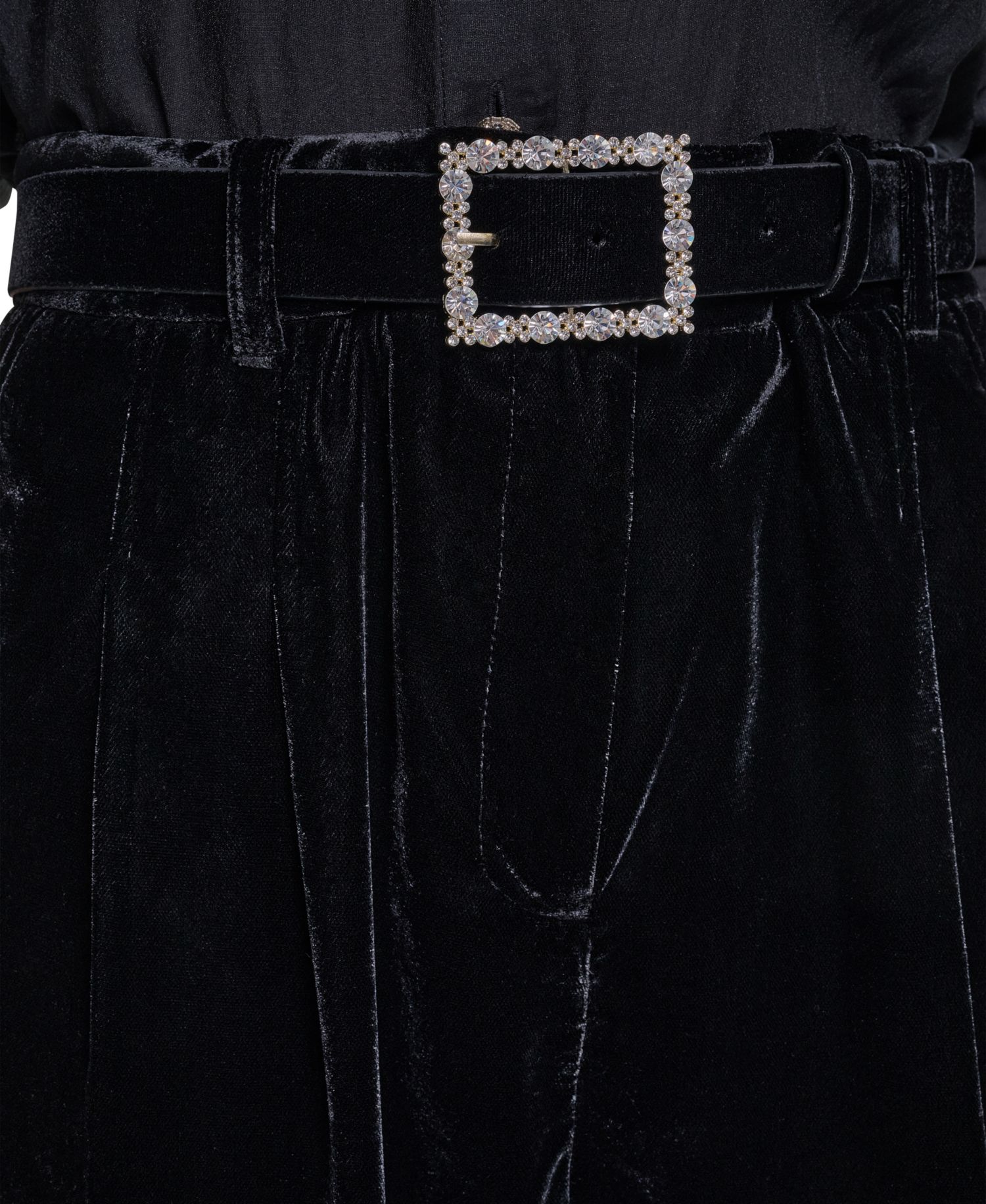 Petite Velvet High-Waisted Pants