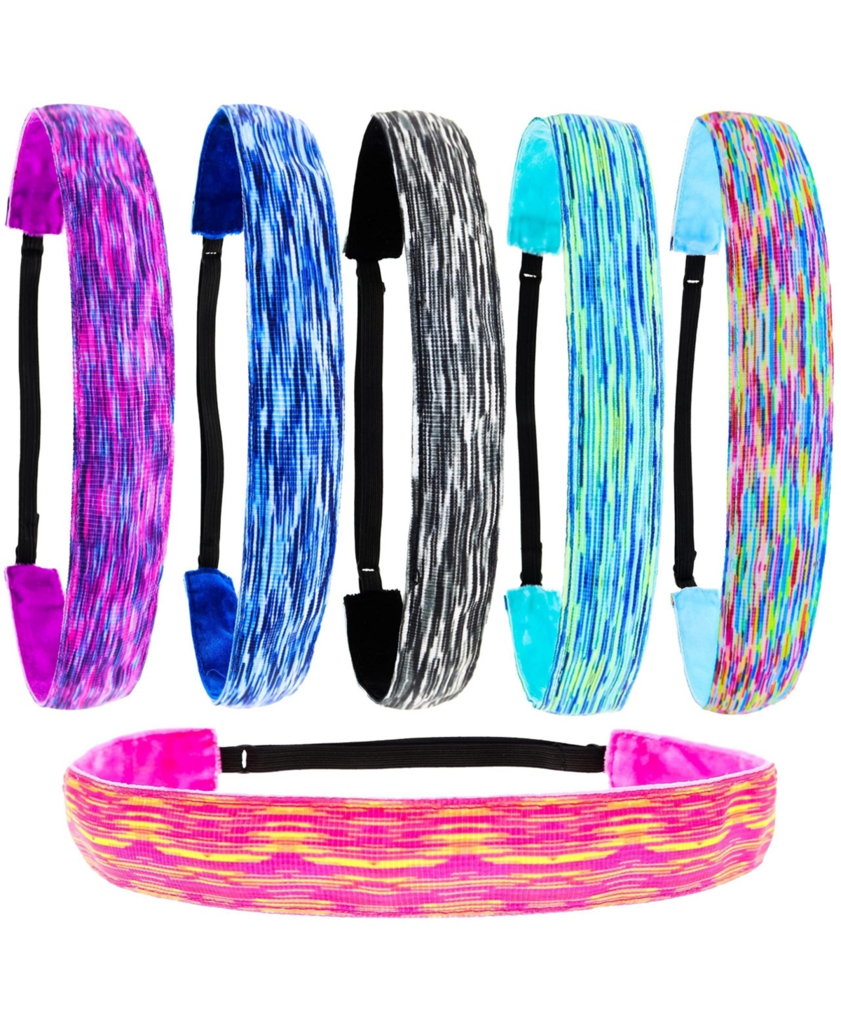 Peneyon 6 Pack Adjustable Non Slip Athletic Sport Headbands For Women Teens