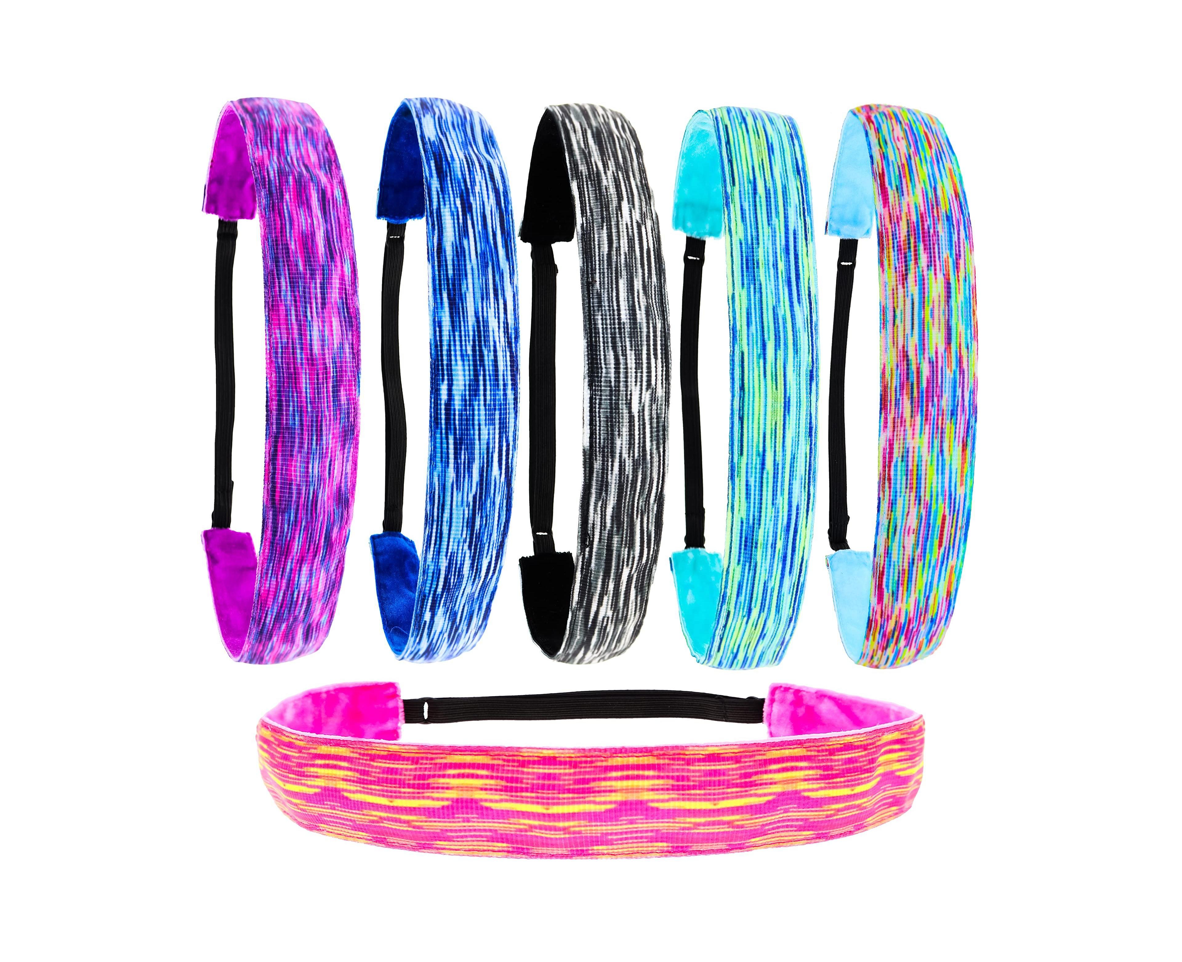 Peneyon 6 Pack Adjustable Non Slip Athletic Sport Headbands For Women Teens