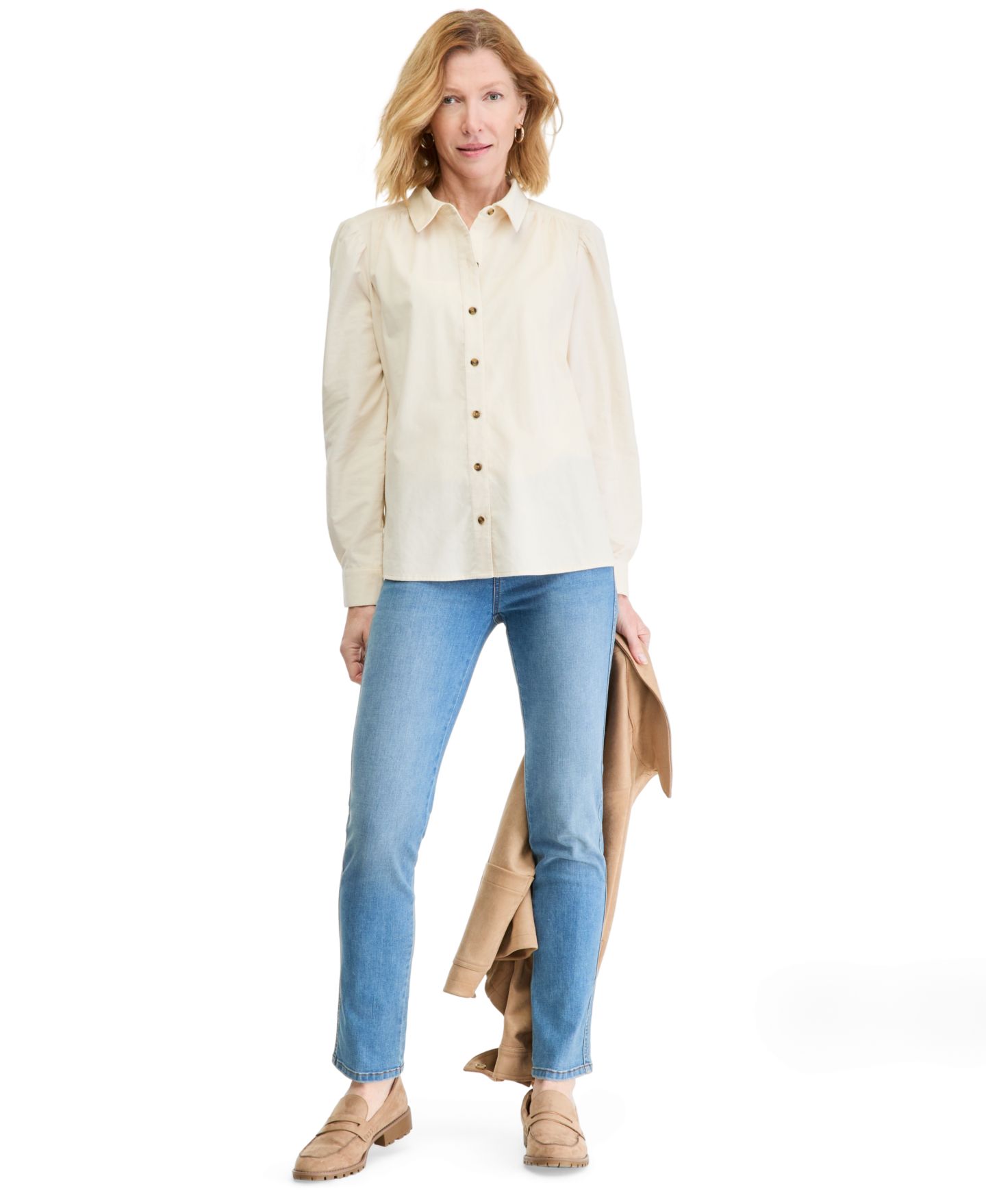 Женская блузка Style & Co Long-Sleeve Button-Down Corduroy, цвет: Palomino — фото 2