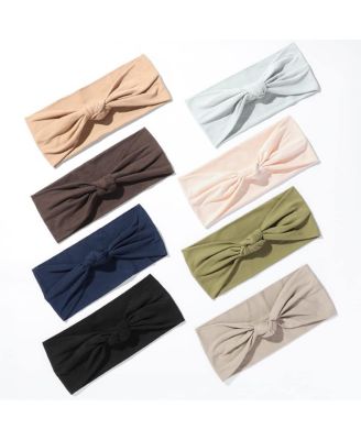 8 Pack Knotted Boho Twist Headbands Non Slip Yoga Workout Hair Bands