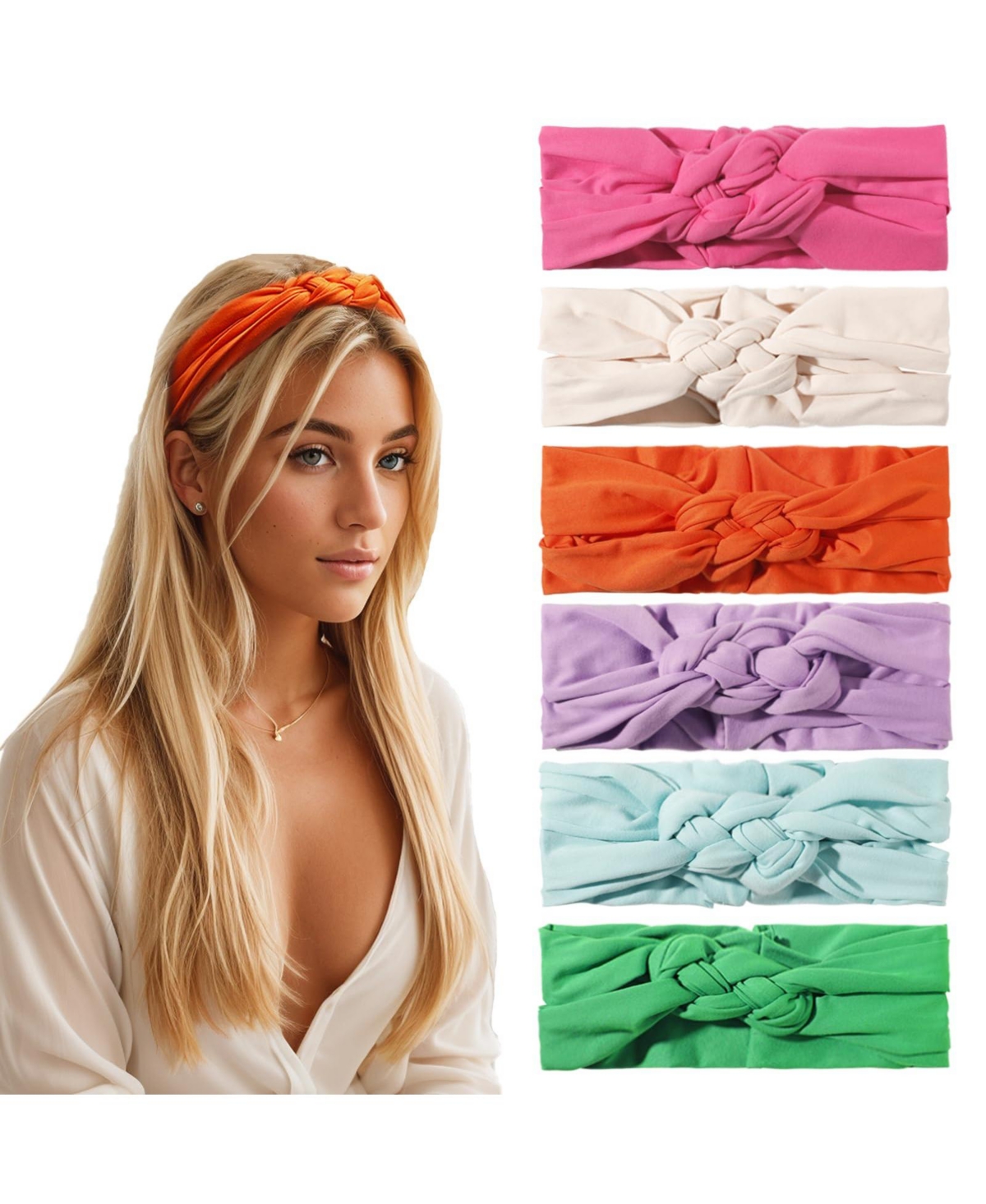 Peneyon 8 Pack Knotted Boho Twist Headbands Non Slip Yoga Workout Hair Bands - Open Miscellaneous 962