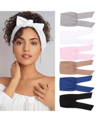 6 Pieces Adjustable Knotted Headbands Elastic Non Slip Sports Hairbands For Women