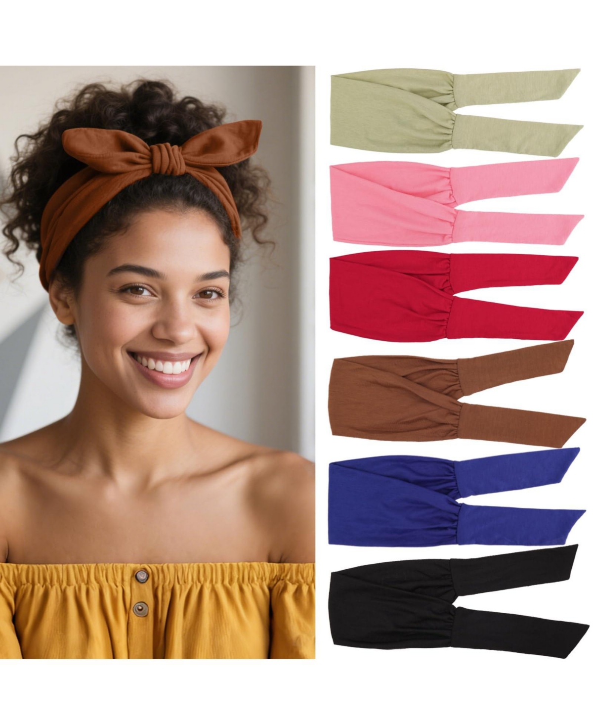 Sportneer 6 Pieces Adjustable Knotted Headbands Elastic Non Slip Sports Hairbands For Women - Open Miscellaneous 961