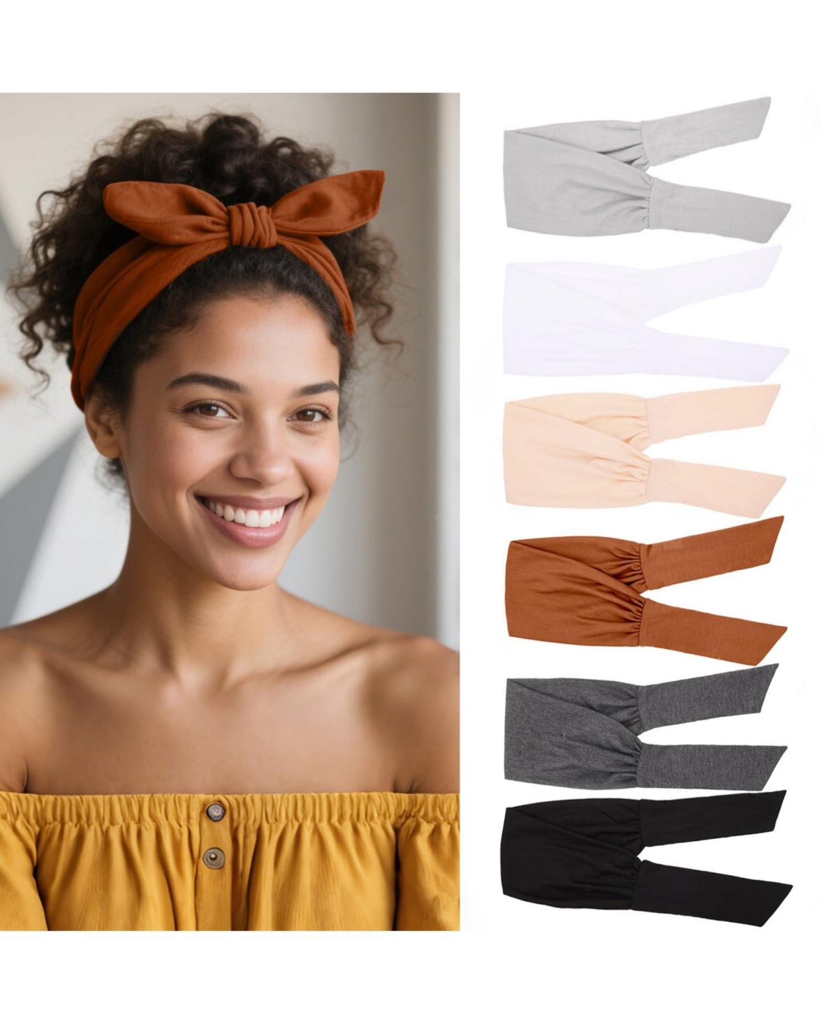 Sportneer 6 Pieces Adjustable Knotted Headbands Elastic Non Slip Sports Hairbands For Women - Open Miscellaneous 962