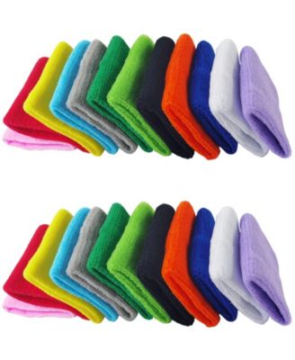 24 Colorful Sports Wristbands Sweat Absorbent For Gym Running Tennis Basketball 12 Pairs