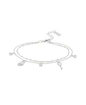 Luna Key and Lock Double Chain Bracelet 14k Gold Plated Daily Wear