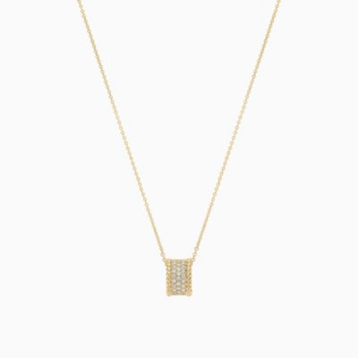 Rosa Round Crystal Pendant Necklace 14k Gold Plated Classic Style