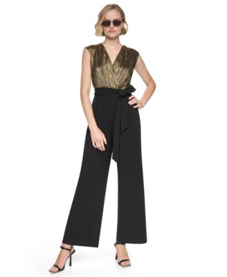 Women's V-Neck Cap-Sleeve Wide-Leg Jumpsuit