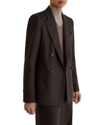 Women's Dawson Herringbone Double-Breasted Wool-Blend Blazer
