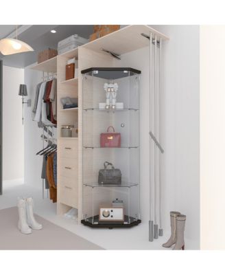 5-Shelf Pentagon Glass Display Cabinet for Living Room