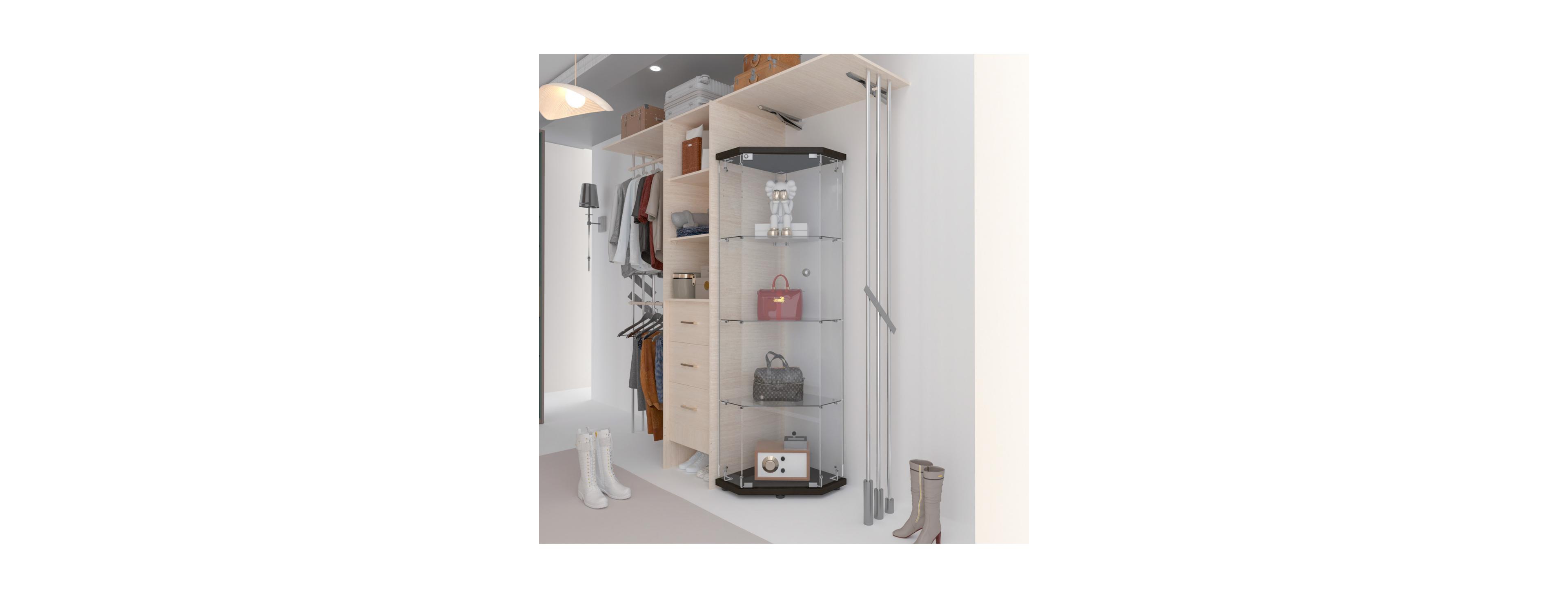 Streamdale Furniture 5-Shelf Pentagon Glass Display Cabinet for Living Room