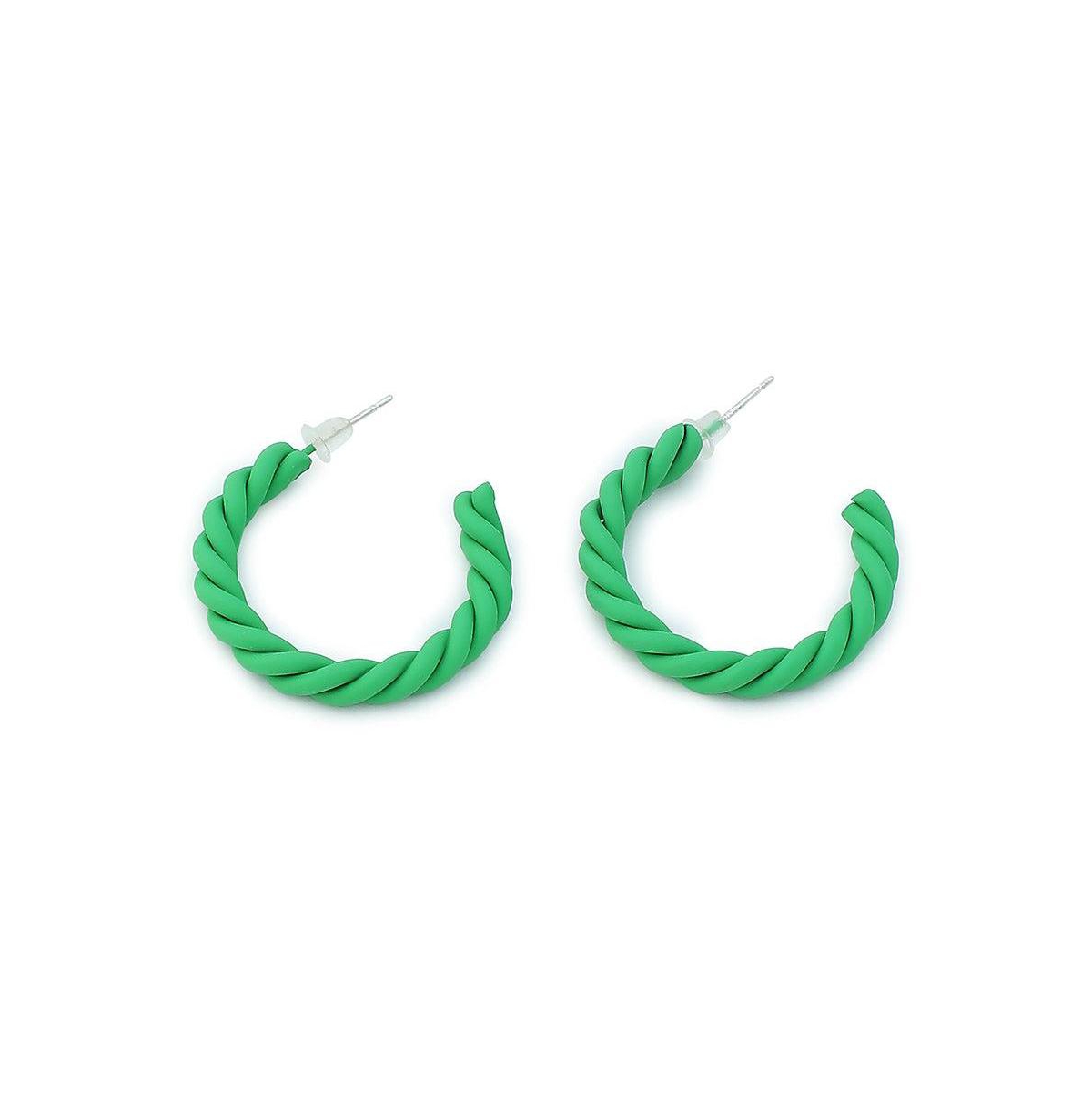 Sohi Women's Kelly Green Rope Hoop Earrings - Kelly green.