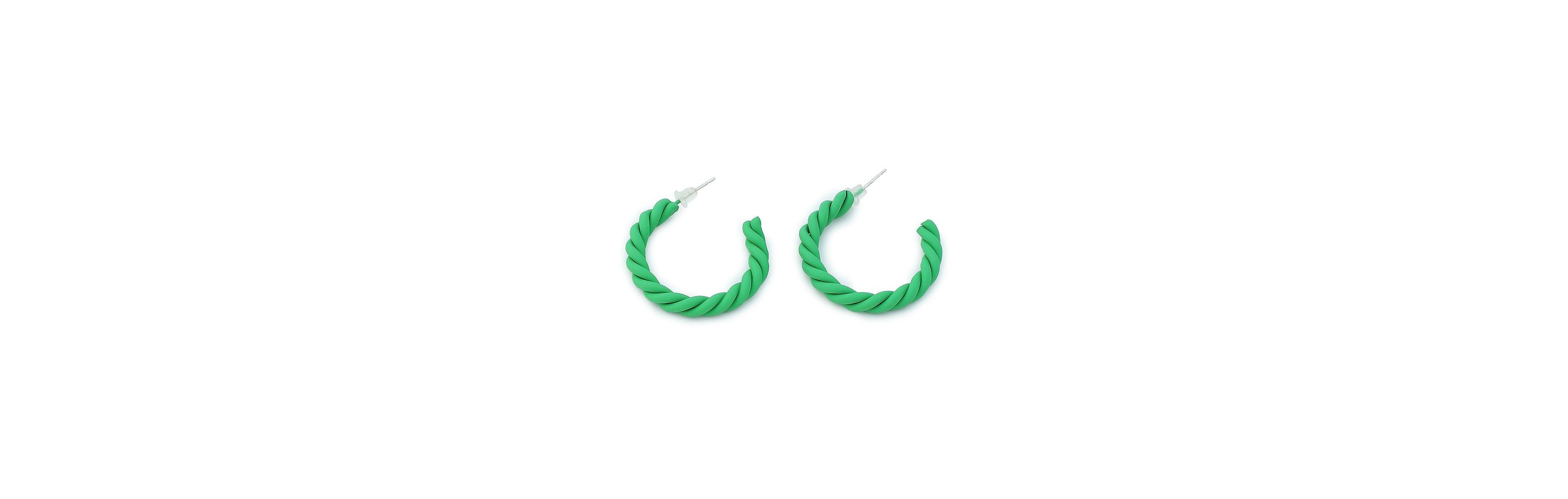 Sohi Women's Kelly Green Rope Hoop Earrings
