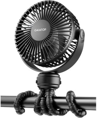 Mini Baby Stroller Fan, 3-Speed Rechargeable Clip-On Fan with 360-Degree Flexible Tripod for Car Seats, Cribs and Travel