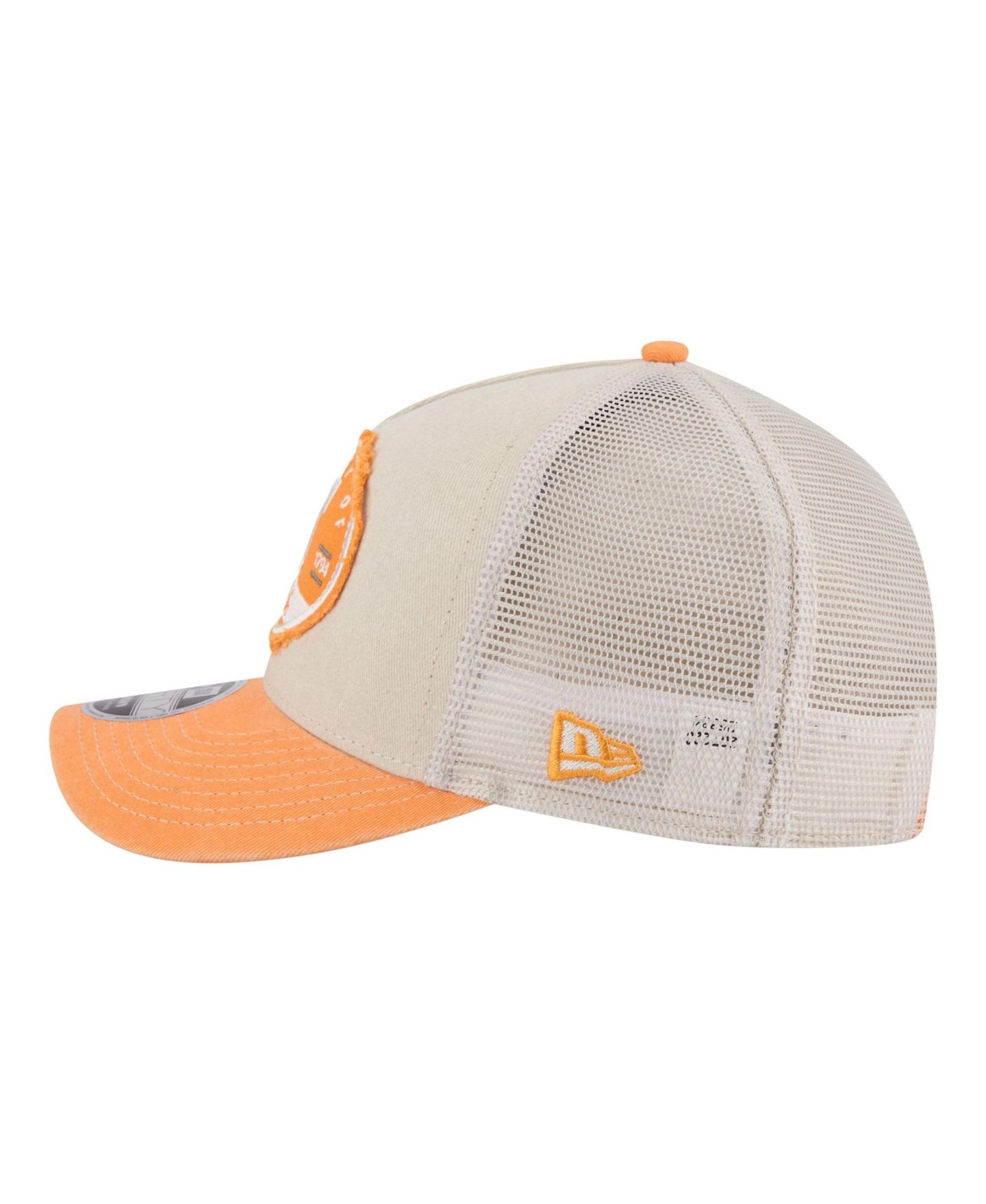 Мужская кепка New Era Stone/Tennessee Orange Tennessee Volunteers Frayed Patch 9FORTY M-Crown A-Frame Trucker Adjustable Hat — фото 6