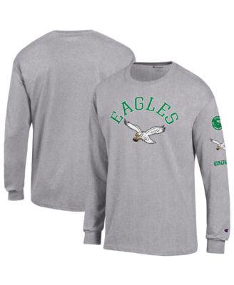 Men's  Heather Gray Philadelphia Eagles Long Sleeve Vintage Jersey T-Shirt