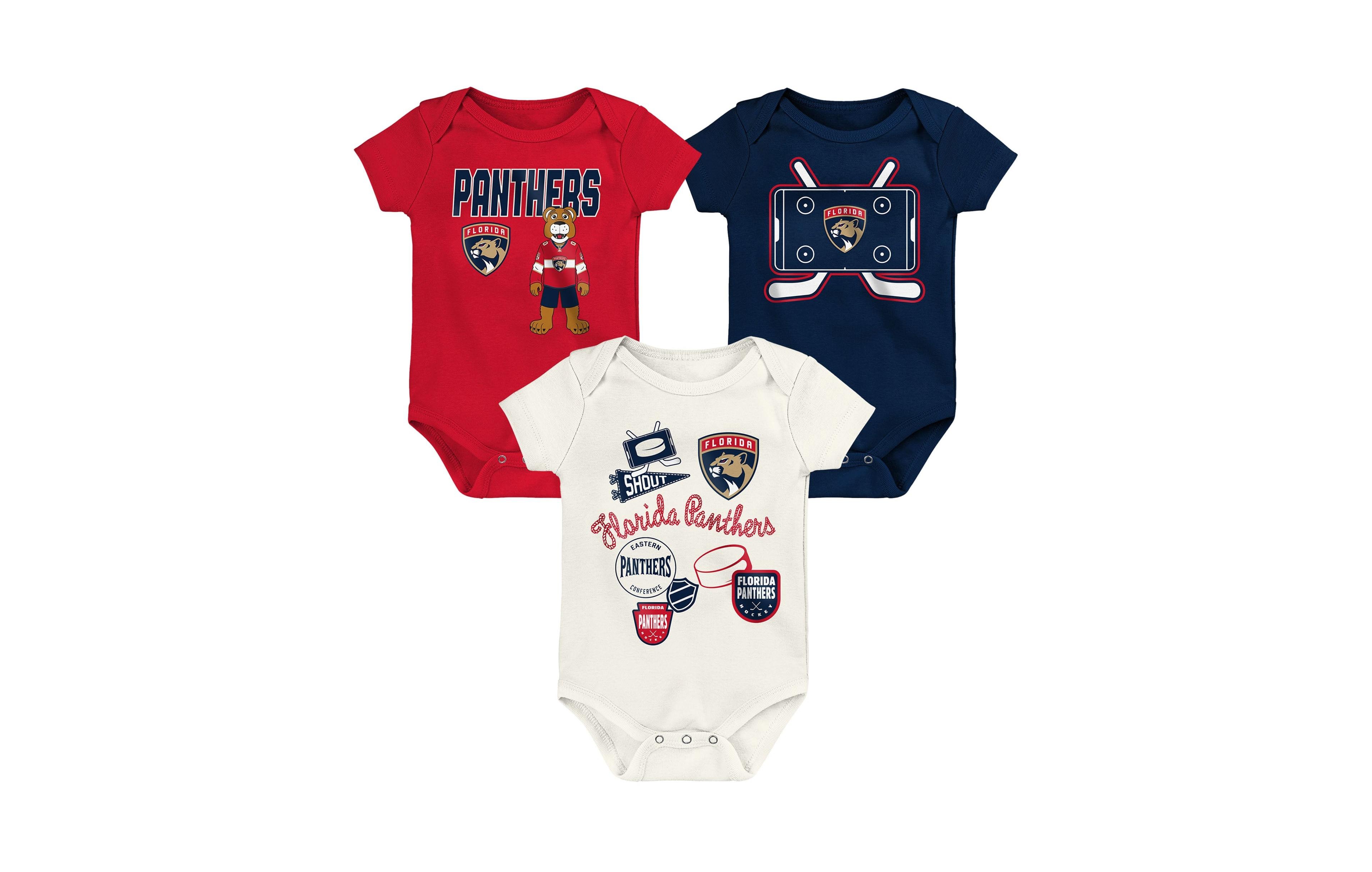 Outerstuff Boys' and Girls' Florida Panthers Littlest Player Short-Sleeve Bodysuits, 3-Piece Set