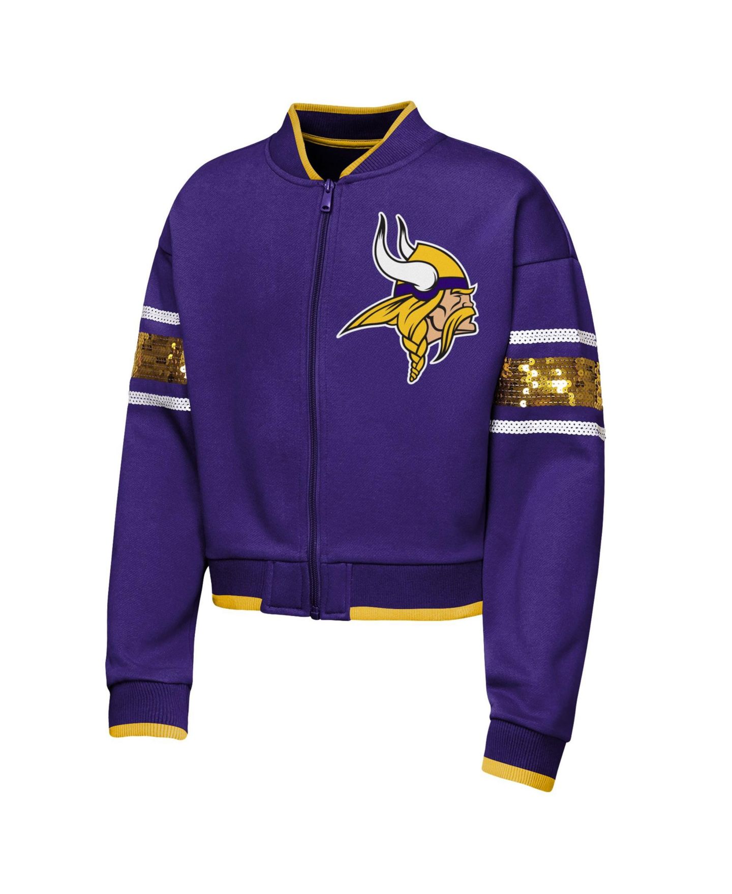 Куртка Outerstuff Purple Minnesota Vikings MVP Full-Zip Sequin Bomber для девочек — фото 2