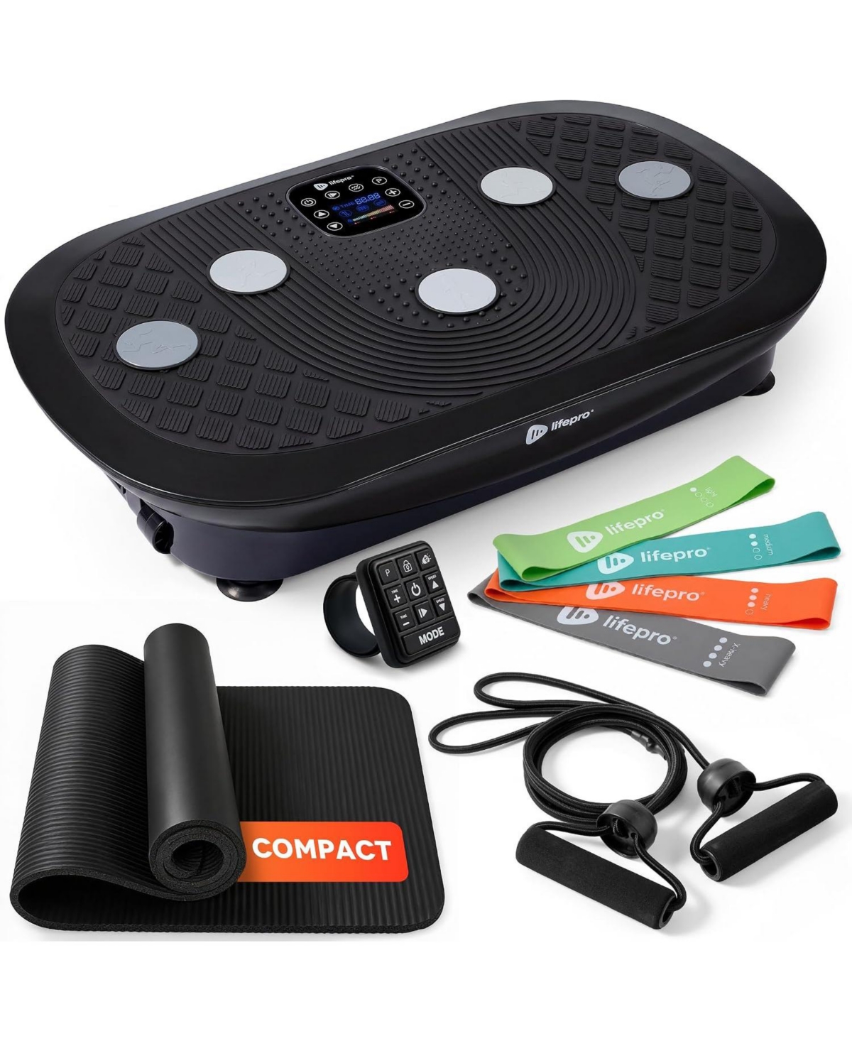 Lifepro Rumblex Plus Mini 4D Vibration Plate Exercise Machine with 3 Motors, 60 Speeds and Bluetooth Speaker