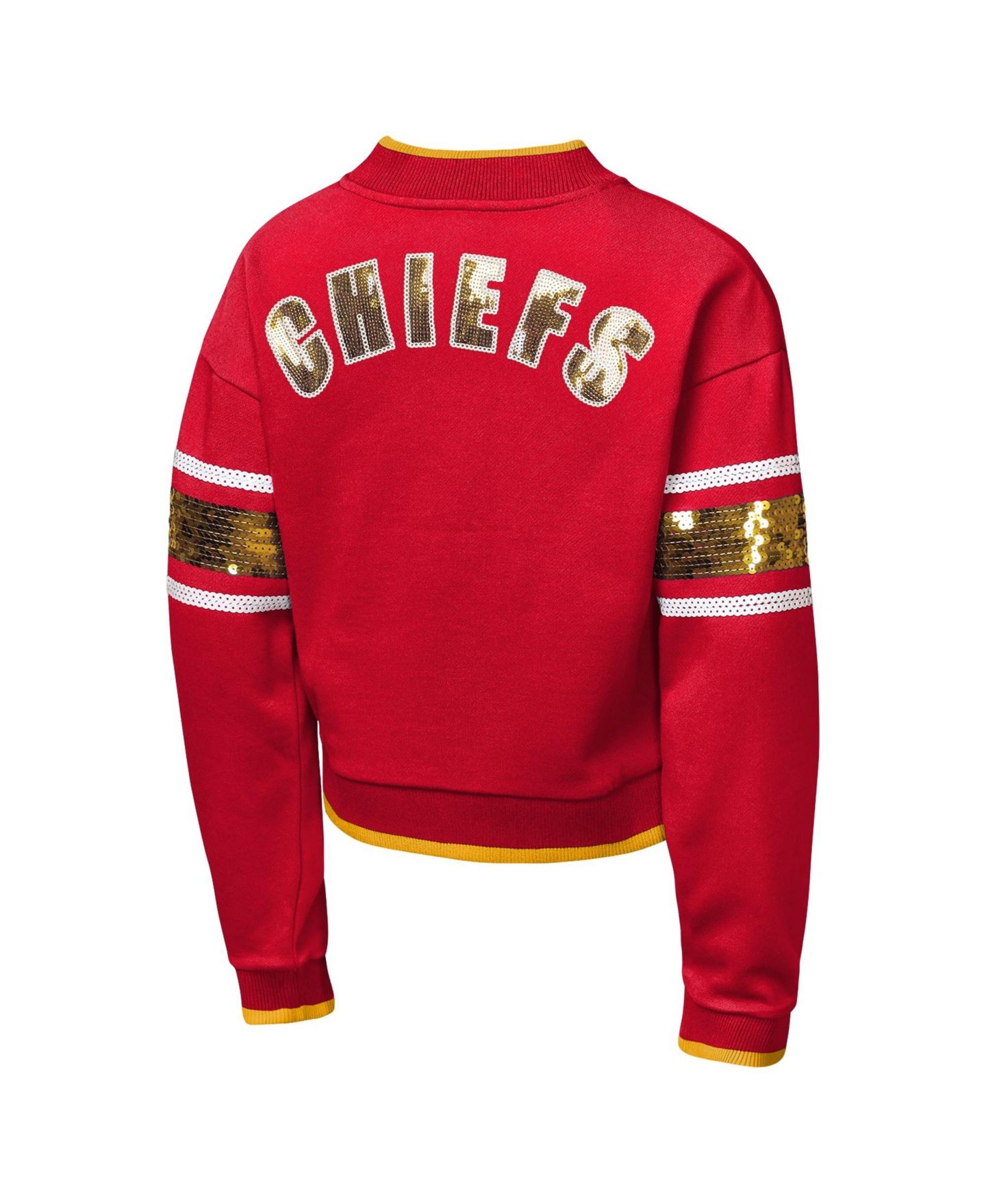 Куртка Outerstuff Red Kansas City Chiefs MVP Full-Zip Sequin Bomber для девочек — фото 3