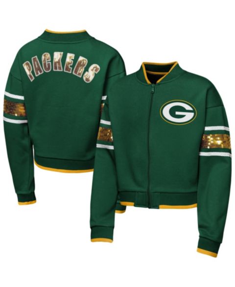 Куртка Outerstuff Green Green Bay Packers MVP Full-Zip Sequin Bomber для девочек