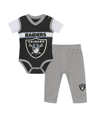 Baby Boys and Girls  Black/Heather Gray&nbsp;Las Vegas Raiders Two-Piece Jersey Bodysuit & Pants Set
