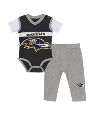 Baby Boys and Girls  Black/Heather Gray&nbsp;Baltimore Ravens Two-Piece Jersey Bodysuit & Pants Set