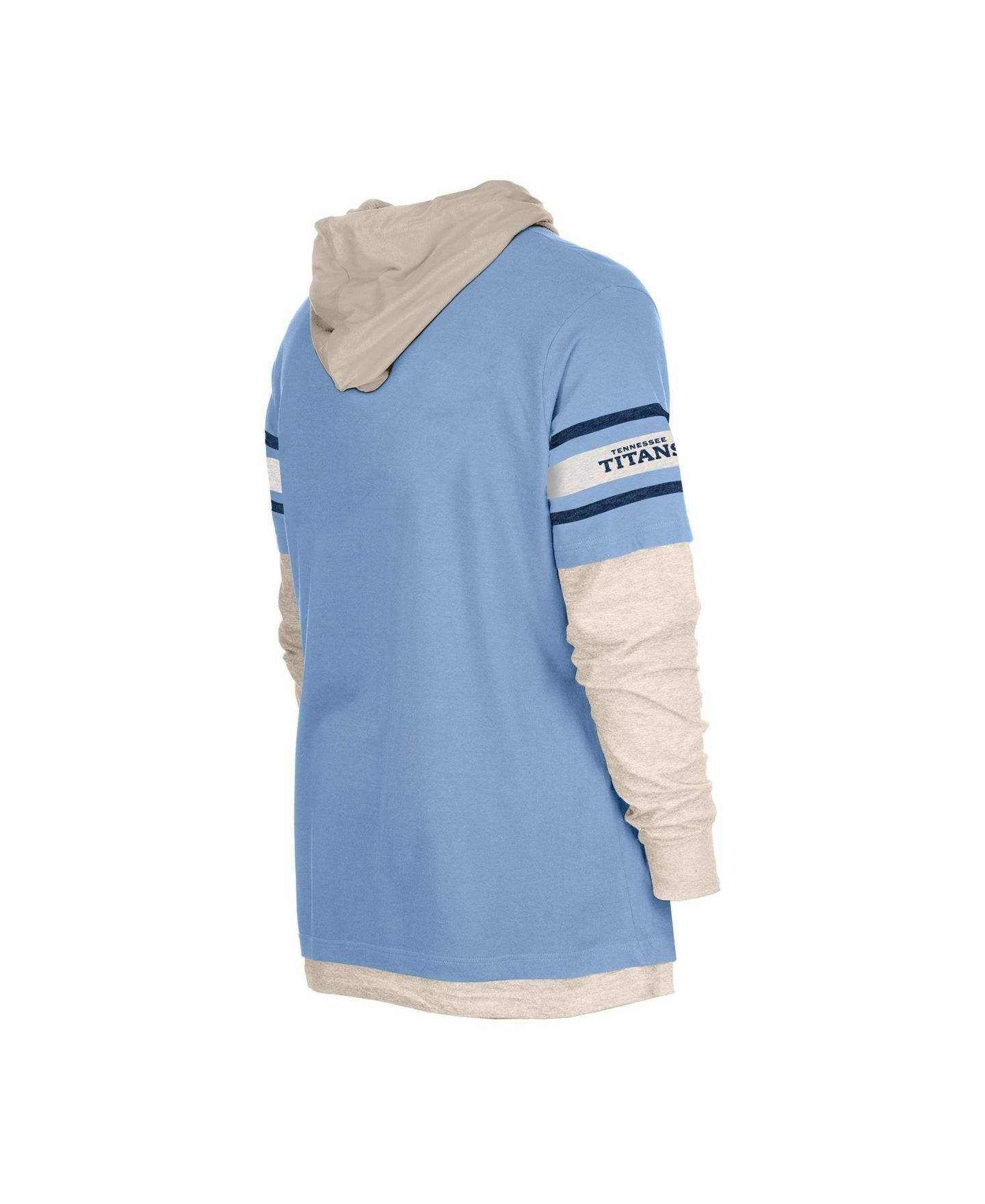 Мужская футболка New Era Light Blue Tennessee Titans Twofer Layered Long Sleeve Hooded — фото 3