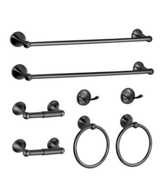 8 Pieces Bathroom Hardware Set Towel Bar Ring Toilet Paper Holder Hook