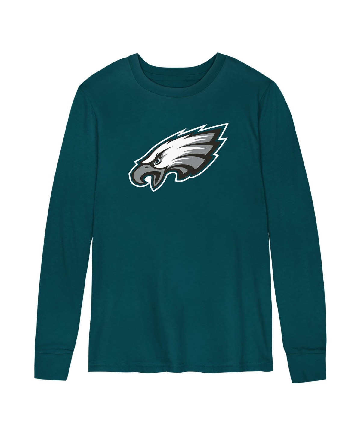 Outerstuff Boys' and Girls' 2T-5T Philadelphia Eagles Long-Sleeve Crewneck T-Shirt - Midnight Green