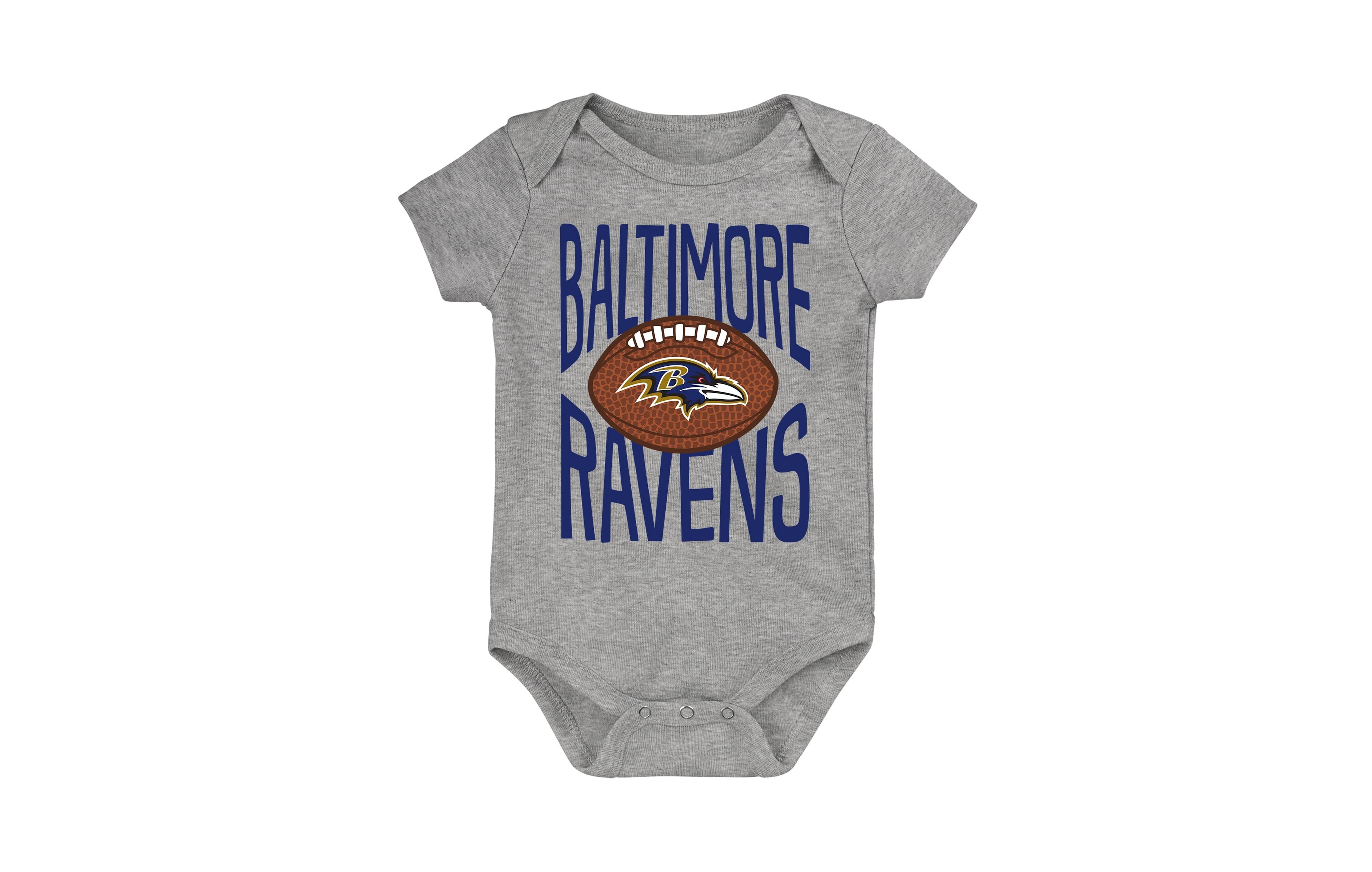 Outerstuff Baby Boys' and Girls' Baltimore Ravens For the Ball Snap-Bottom Bodysuit