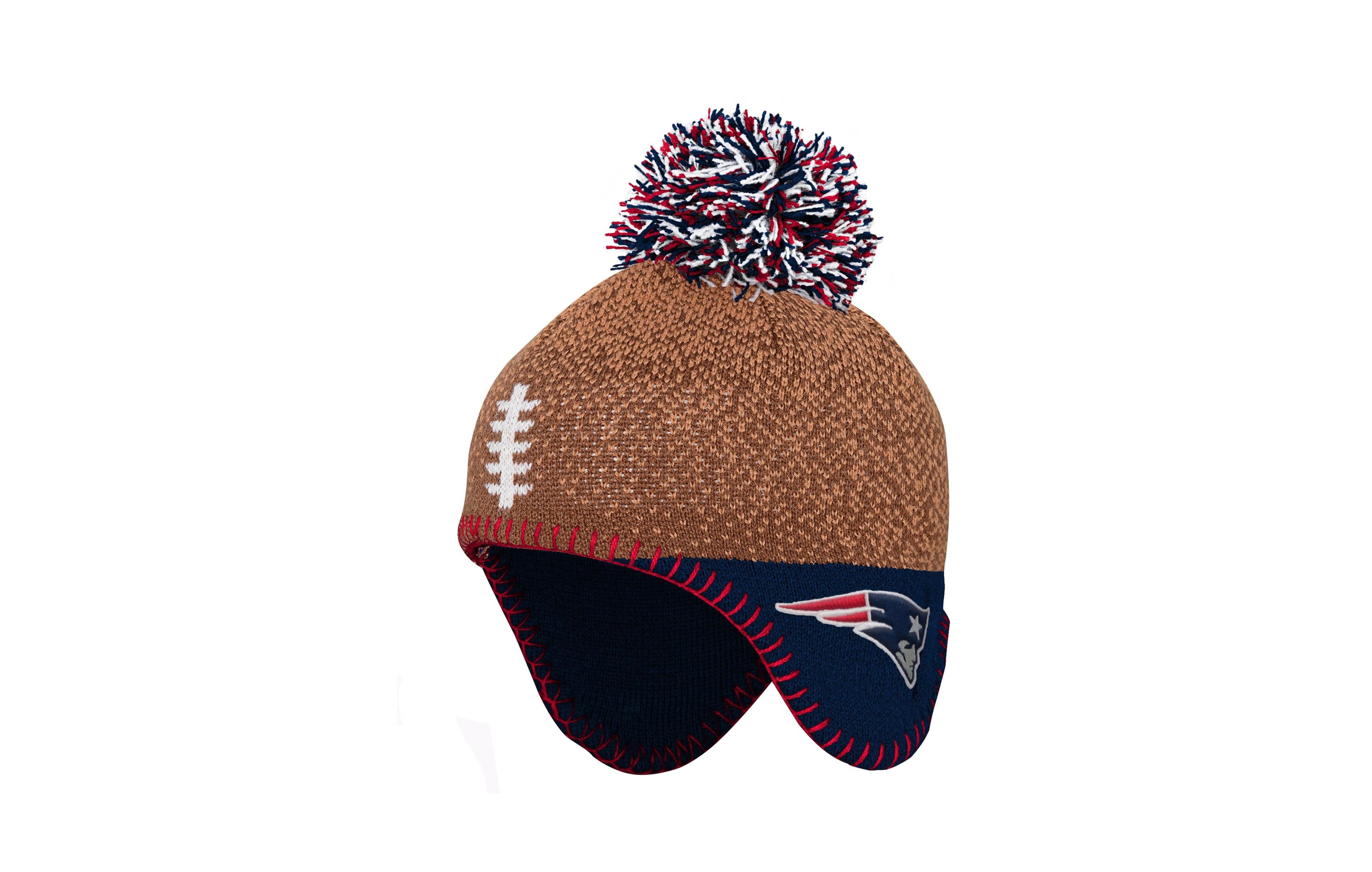 Outerstuff Baby New England Patriots Pom-Pom Ear Flaps Beanie