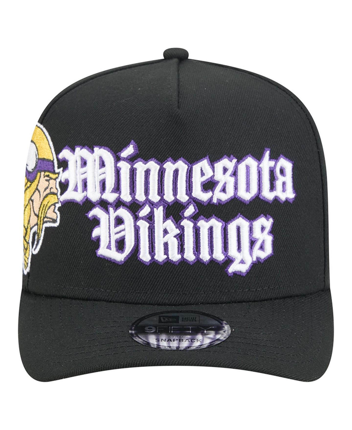 Мужская кепка New Era Black Minnesota Vikings Proud A-Frame 9FIFTY Snapback Hat — фото 2