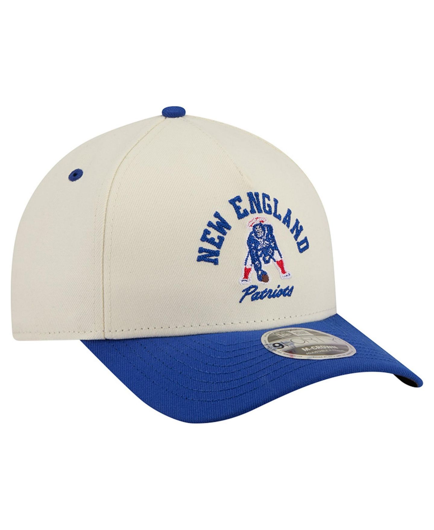 Мужская кепка New Era Cream/Royal New England Patriots Throwback Arch 9FORTY A-Frame M-Crown Adjustable Hat — фото 3