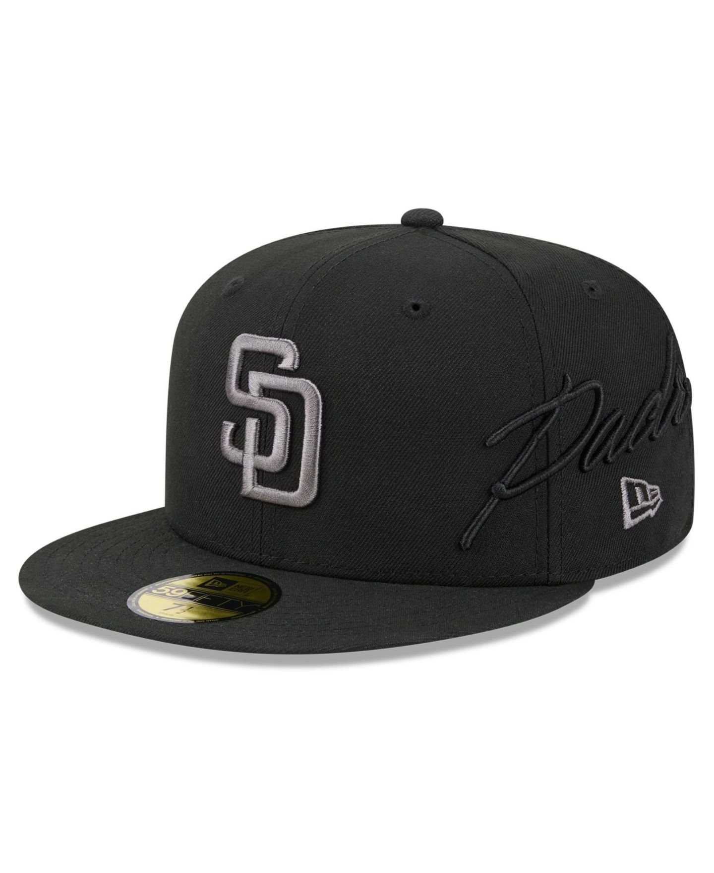 Мужская кепка New Era Black San Diego Padres Side Script 59FIFTY Fitted Hat — фото 1