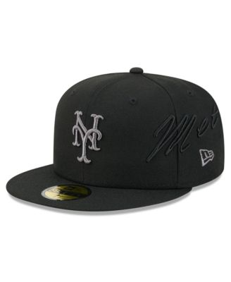 Men's Black New York Mets Side Script 59FIFTY Fitted Hat