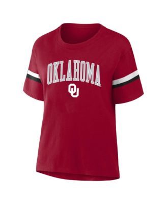 Women's  Crimson Oklahoma Sooners Stripe Plus Size T-Shirt