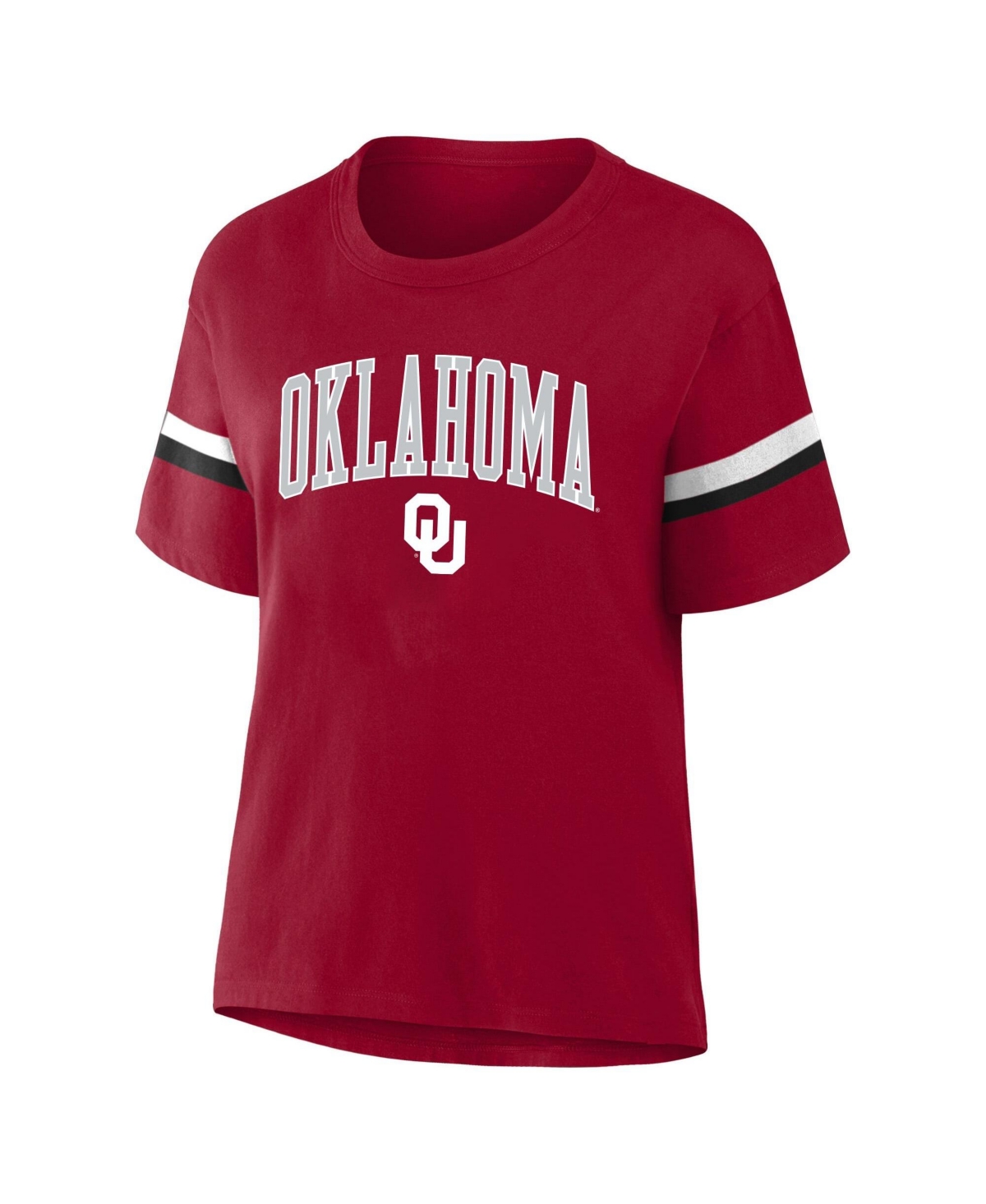 Profile Women's Plus Size Oklahoma Sooners Stripe Loose-Fit T-Shirt - Crimson, Black