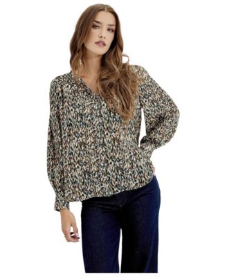 Women's Lia Printed Long-Sleeve Chiffon Blouse