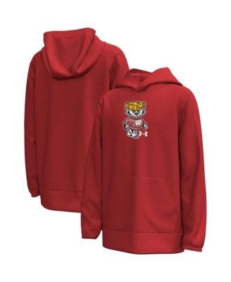 Big Boys and Girls Red Wisconsin Badgers 2026 Lambeau Field Collection Bucky Cheesehead Fleece Hoodie