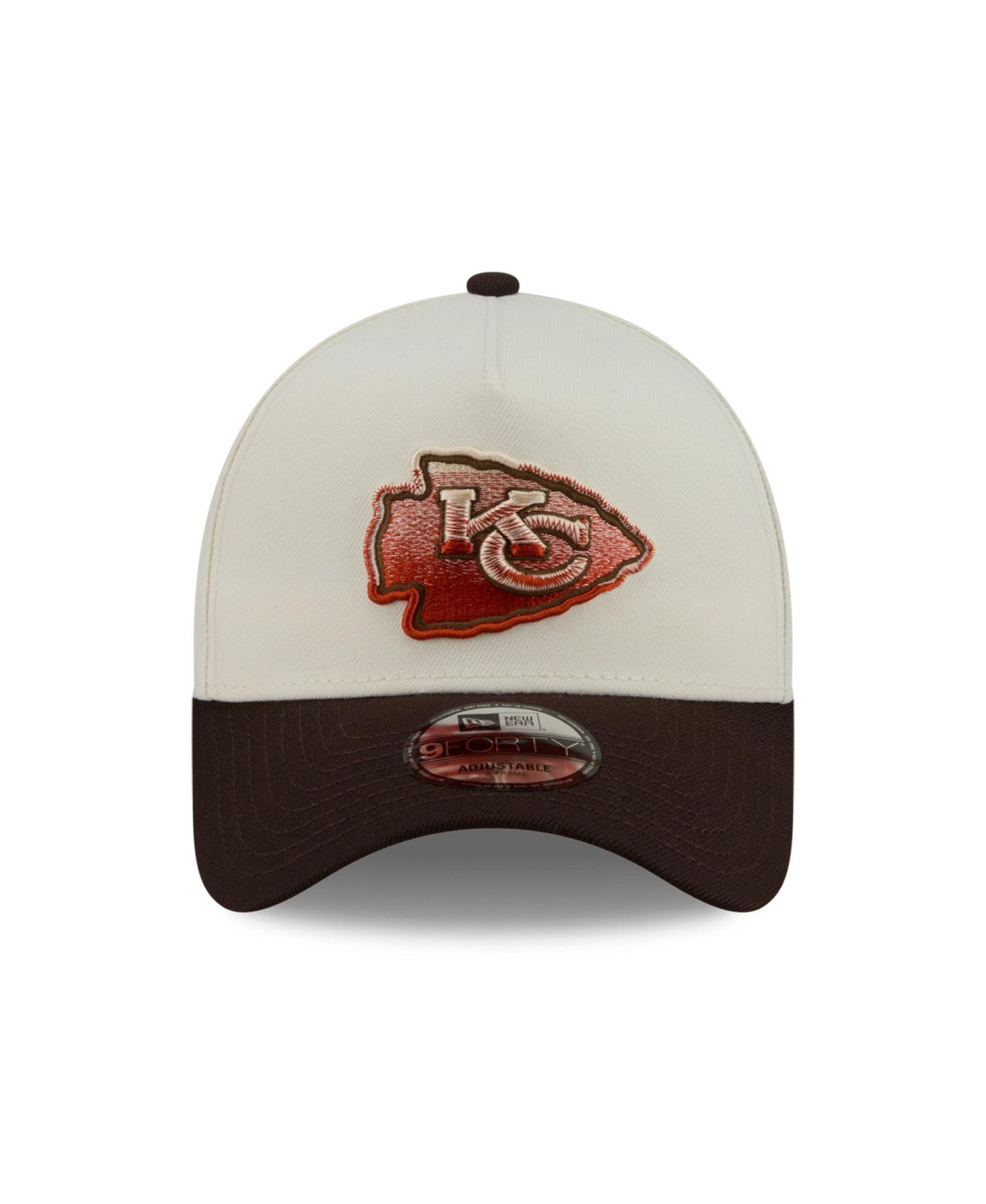 Мужская кепка New Era Cream/Brown Kansas City Chiefs Pumpkin Spice A-Frame 9FORTY Adjustable Hat — фото 2