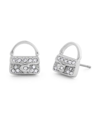 Crystal Silver-Tone Iconic Charms Stud Earrings