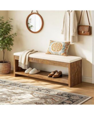 55.1-Inch Entryway Bench with Soft Cushion